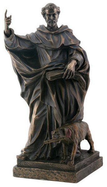 Saint Dominic Sculpture with Dog of the Lord Religious Figurine